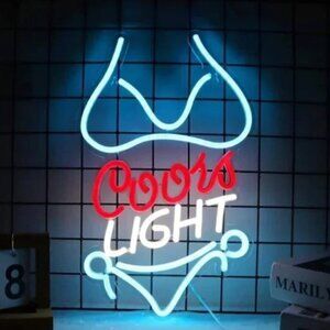 Coors LIGHT Beer Bikini LED Neon Sign Wall Decor Man Cave Restaurant Bar